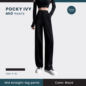 กางเกงขาบานเอวสูงของผู้หญิงผ้าไอวี่แบบแห้งเร็วชุดใส่ทำงานแบบลำลอง - Product Image 2