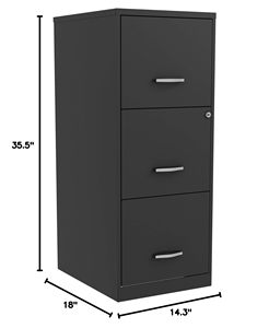 Armoire à dossiers verticale en métal noir à 3 tiroirs avec serrure, armoire de classement en acier verrouillable pour dossiers suspendus format Lettre/A4/Légal - Product Image 2