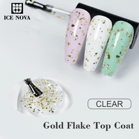 ICE NOVA Gold Flake Top Coat Lampe UV/LED 30s Temps de séchage rapide OEM/ODM Top Gel Nail Prix usine pour salon de beauté