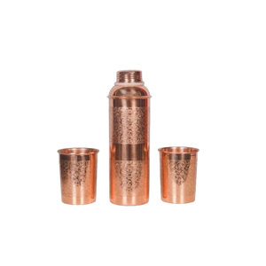 Meilleure offre pour le nouveau design unisexe bouteille en cuivre antique martelé métal de haute qualité avec verre pour les acheteurs et les vendeurs - Product Image 1