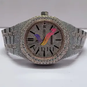 Часы с бриллиантами в стиле хип-хоп, механические часы для мужчин и женщин, с сертификатом GRA, роскошные, с индивидуализмом, VVS Moissanite