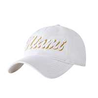 Topi Baseball 6 Panel Putih Custom Bordir 3D Bahan Katun Twill dengan Gesper Pengatur untuk Golf