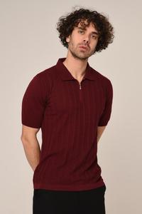 Old Money T-shirts de mode décontractés pour hommes 100% coton à col entonnoir Jacquard motif solide pour Polo gris texturé fermeture éclair en tricot - Product Image 4