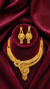 Super Offers Collier Boucles d'oreilles serties de bijoux en plaqué or 22 carats au design unique pour femmes - Product Image 3