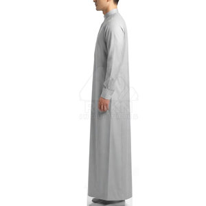 Thobe arabe confortable, vêtement musulman traditionnel avec col montant, manches longues, en coton, style décontracté pour le quotidien et la prière - Product Image 3