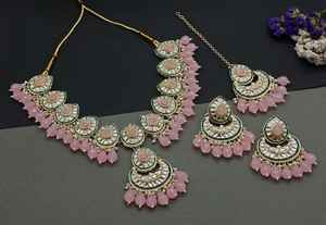 Conjunto de joyas chapadas en oro Kundan tradicional indio y conjunto de collar de cobre para mujeres y niñas accesorios indios joyería Mujer - Product Image 2