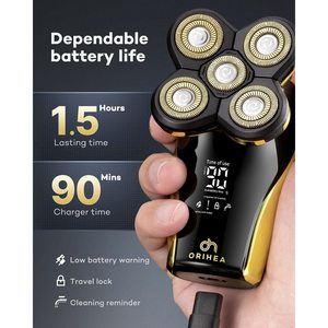 Rasoir Électrique Rotatif Sans Fil USB 4-en-1 Tondeuse Cheveux et Barbe Utilisation Humide/Sèche Tête Flottante IPX7 pour Hommes Chauves Visage - Product Image 1