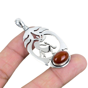 Bijoux en argent fait à la main Style Boho pendentif en argent 925 Sterling cornaline pierre précieuse tendance pendentif bijoux femmes cadeau pour elle - Product Image 1