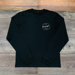 T-shirt à col rond vierge 180gsm à la mode pour hommes t-shirts à manches longues coupe ajustée et respirant avec logo imprimé vente en gros - Product Image 2