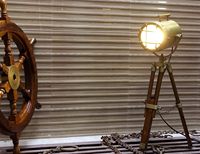 Théâtre antique LED lampadaire rétro projecteur Art déco Design nautique trépied en bois pour Studio bureau Focus décor accessoires