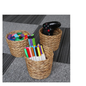 Pencil Holder Wicker <b>Basket</b> Water Hyacinth <b>Basket</b> Pencil Holder for Desk Wood Pencil Holder - Product Image 1