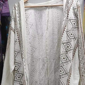 100% coton imprimé broderie Readymade Kimono robe Style décontracté lisse doux cordon fermeture respirant pour l'été printemps - Product Image 2