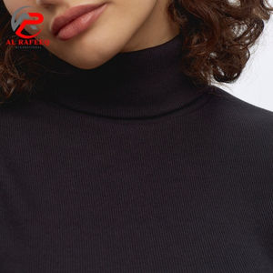 Womens Casual Winter <b>Slim</b> <b>Fit</b> Pullover High Turtleneck Ribs Knitted Sweater with Front Logo Solid Color Warm <b>Jumper</b> - Product Image 3