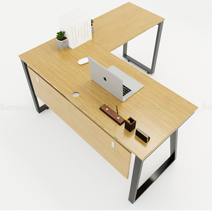 BFTB2009 TrapezBamboo II L-Shaped <b>Office</b> <b>Desk</b> 140x150cm <b>Foldable</b> Portable Storage Features Simple Assembled Iron Legs Wooden - Product Image 1