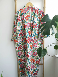 ชุดคลุมชายหาดลายดอกไม้ทำจากผ้าฝ้าย100% แท้สำหรับฤดูร้อนเสื้อคลุมคลุมตัวสวมใส่สบายสำหรับคุณแม่-สำหรับฤดูใบไม้ผลิ - Product Image 6