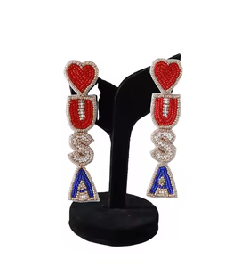 High on Demand Beaded Fashion Jewelry Earrings <b>Flower</b> Shaped Dangle for Party and Events for Sale Premium Quality Product - Product Image 3