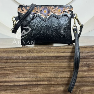 Hand Tooled Embossed Floral <b>Leather</b> Crossbody Mini <b>Bag</b> for Women Stylish Genuine <b>Leather</b> Durable Shoulder Wristlet Purse Handbag - Product Image 1