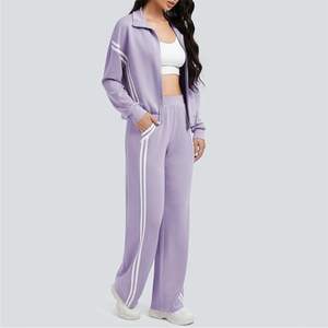 Custom Logo Printed <b>Velvet</b> Plus Size Women's Two-Piece Tracksuit Set with Velour <b>Jacket</b> and Jogger Pants - Product Image 4