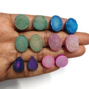 12 piezas de Druzy colorido teñido 12mm 14mm redondo 16x12mm ovalado 14x10mm cabujón de pera 96,6 Cts lote Iroc ventas piedras preciosas sueltas US $41,4 - Product Image 5
