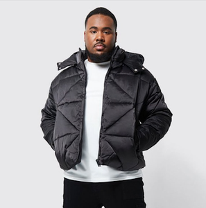 Chaqueta acolchada con capucha impermeable cálida negra de estilo de moda personalizada para hombre, chaqueta acolchada de invierno al por mayor - Product Image 6