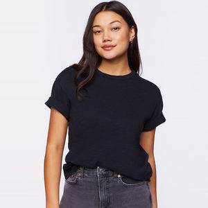 Diseño de cuello redondo de alta calidad, liso personalizado, más vendido, cómodo, ajuste Regular, 100%, Material de algodón, camisetas para mujer - Product Image 1