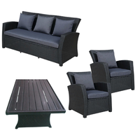 Ensemble de canapés modernes 4 pièces en rotin/osier avec table et chaises de jardin, idéal pour restaurant et usage extérieur – Vente directe usine