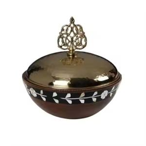 Bol de service rond en bois d'acacia de qualité supérieure, aspect élégant, pour fruits secs et noix, décoration de centre de table, provenance d'Inde - Product Image 4