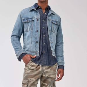 Veste de pluie en denim d'hiver de haute qualité pour hommes personnalisée en gros OEM avec matériau en duvet Veste à col montant de couleur unie Styles de garçons - Product Image 6
