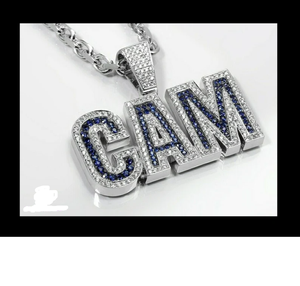 Pendentif lettre CAM personnalisé pour hommes Moissanite argentée Bijoux Hip Hop avec pierres bleues - Product Image 2
