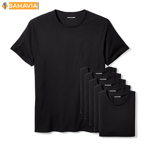 SAMAVIA 100% men's cotton <b>T</b>-<b>shirt</b> Custom Logo Short Sleeve Crew Neck <b>Plain</b> Tee Breathable Casual Wear for Summer RTS OEM Apparel - Product Image 2