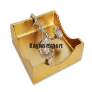 Artisanat de luxe feuille d'argent Design porte-mouchoirs en aluminium moulé avec placage d'or pour la cuisine et le restaurant - Product Image 1