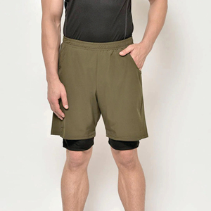 Men's Cool Comfortable Double <b>Layer</b> Fitness Shorts Multi-Pocket Casual Activewear Lace Decoration Solid Sublimation Transfer - Product Image 1