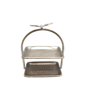 Nouveau support de gâteau décoratif en forme de rectangle en métal doré fini pour le présentoir de fête d'anniversaire de mariage en vrac fait à la main - Product Image 2