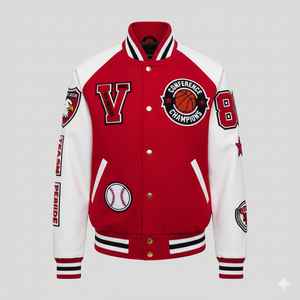 Men's Slim Fit Varsity Jacket Wool Blend <b>Body</b> Vegan Leather Sleeves Custom Chenille <b>Patch</b> Letterman Bomber Coat Wholesale - Product Image 5