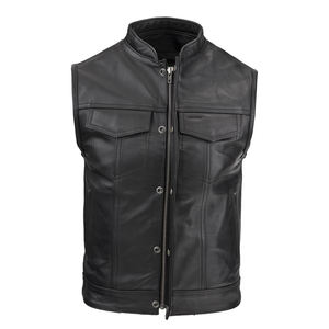 Breathable Genuine Leather Vest <b>Men</b> Outdoor Slim Fit Sleeveless Stylish <b>Waistcoat</b> Classic Riding Fashion - Product Image 1