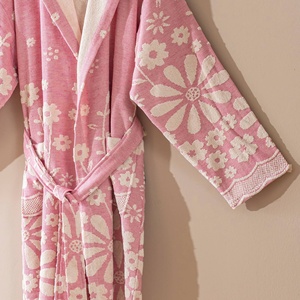 Peignoir turc en tissu éponge Daisy, motif floral, à capuche, 100% coton - Product Image 4