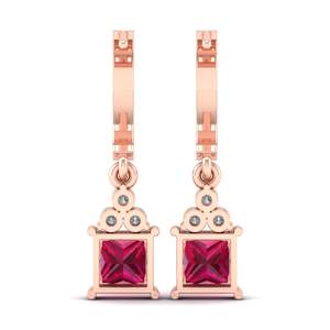 REYES Luxury 925 Sterling Silver GRA Certified Moissanite <b>Dangle</b> Drop <b>Earrings</b> Statement Ruby Gemstone Wedding <b>Fine</b> Jewelry - Product Image 4