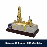 Trophée personnalisé en forme de plateforme pétrolière plaqué or, modèle de plateforme de forage métallique pour les récompenses de l'industrie de l'énergie