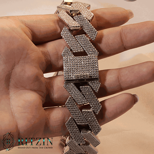 Bracelet Cubain Diamant Coupe Ronde Pour Homme - Product Image 3