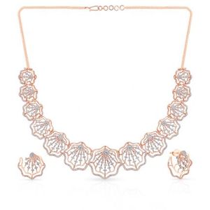 Conjunto de collar de diamantes seductores Nueva colección Floral Bliss Cadenas de oro brillantes para la novia - Product Image 1