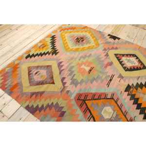 Alfombra Vintage, Alfombra Turca Grande de 5.8x8.8 pies, Alfombra de Lana con Diseño de Camuflaje Naranja - Product Image 4