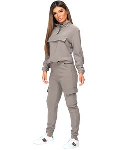 Venta al por mayor último invierno de las mujeres Spandex chándal 100% algodón con capucha chándal al aire libre Jogging trajes y conjuntos - Product Image 1