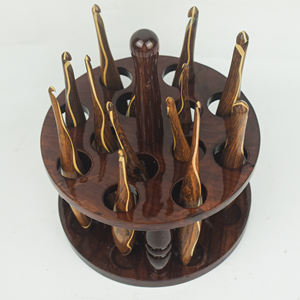 Wooden Handmade <b>Crochets</b> <b>Hooks</b> Set of 7 with Sheesham Stand Eco-Friendly Bamboo Yarn Bowls | Sustainable by AYAANS - Product Image 3