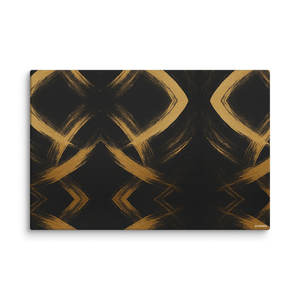 Tableau mural abstrait Golden Echo XL noir et or, panneau encadré Art Déco moderne pour décoration murale, édition Mansion - Product Image 4