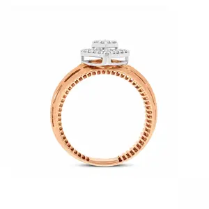 Anillo de Compromiso de Diamantes con Halo de Oro Rosa de 10K, 14K y 18K de Primera Calidad, 0.50 Ct, Corte Redondo, Proveedor de Joyería al por Mayor para Mujer - Product Image 5