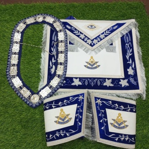 NOUVELLE BRODERIE À LA MAIN PAST MASTER TABLIER, MANCHETTES ET COLLIER BLEU ROYAL VELVET-HSE - Product Image 1