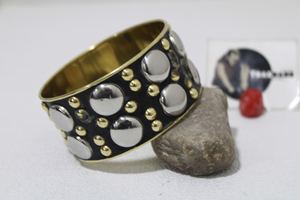 Brass Bangle in Dot Inlay Design Bangle in Black & Gold Color & New Fashion Stylish Design for Women Tradnary - Product Image 2