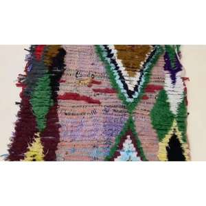 Auténtica Alfombra Marroquí Hecha a Mano, Boucherouite, Estilo Bohemio, Colorida, Vintage, Decoración Artesanal del Atlas - Product Image 1