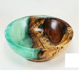 Cuenco para servir de resina de madera pulida brillante ecológico de tamaño personalizado para uso en la cocina, cuenco artesanal - Product Image 1