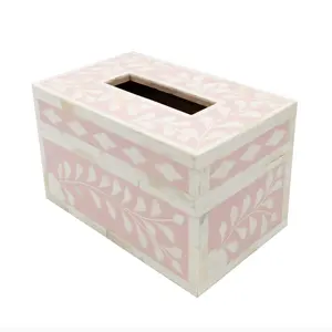 Best Selling Handmade Rectangular Wood Tissue <b>Paper</b> <b>Box</b> with Bone Inlay Premium Quality for Kitchen <b>Storage</b> Direct Export India - Product Image 1